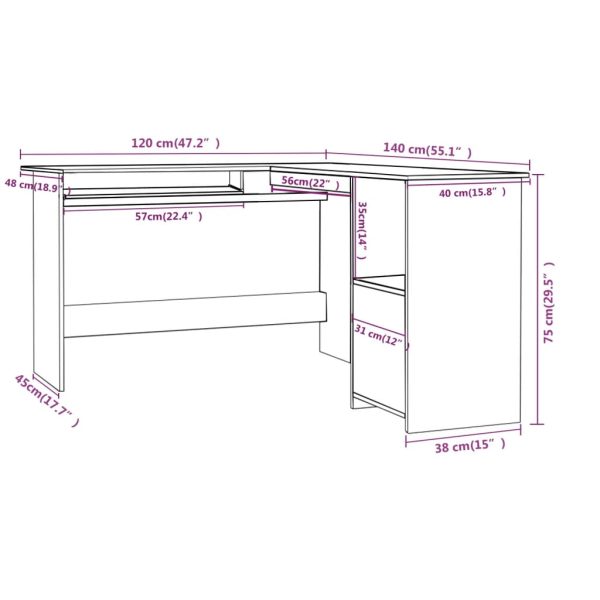 Scrivania Angolare A L Grigio Cemento 120x140x75cm Multistrato - Image 6