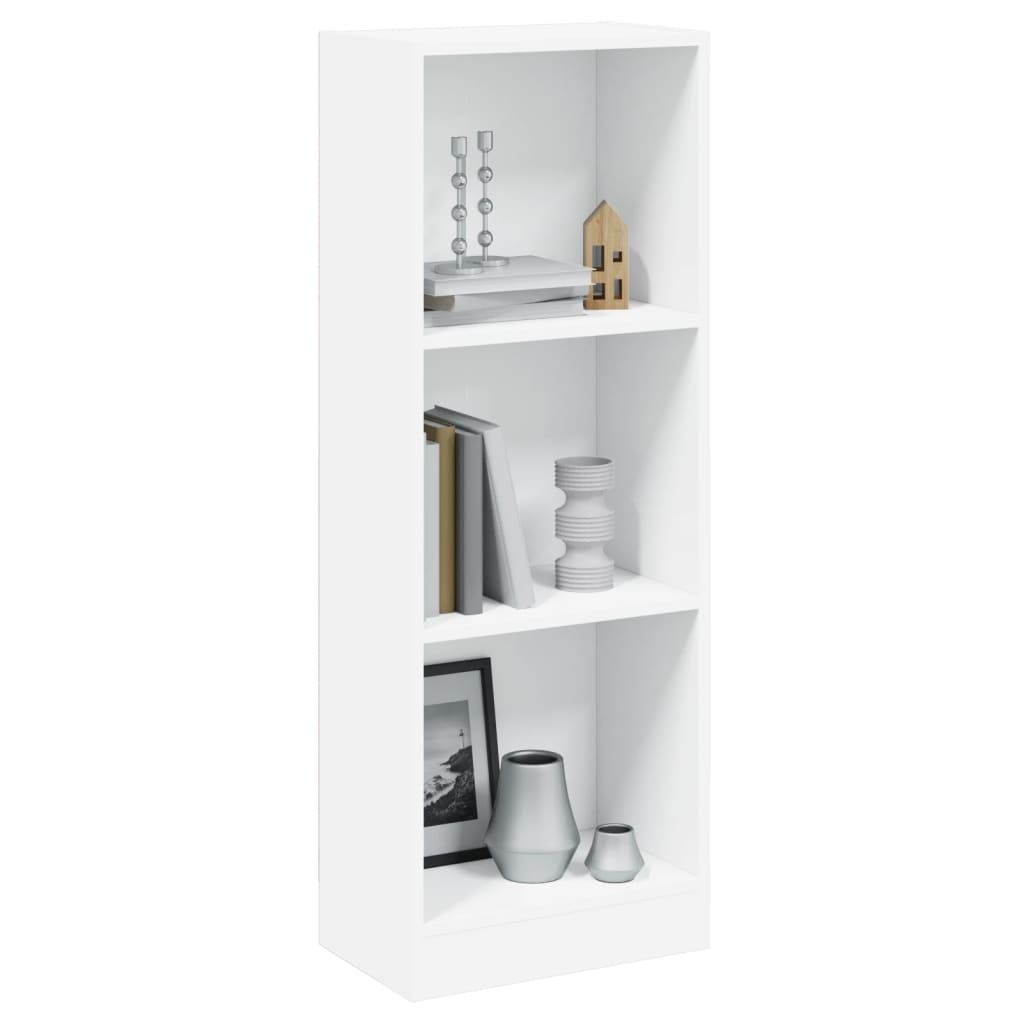 Libreria A 3 Ripiani Bianca 40x24x109 Cm In Legno Multistrato
