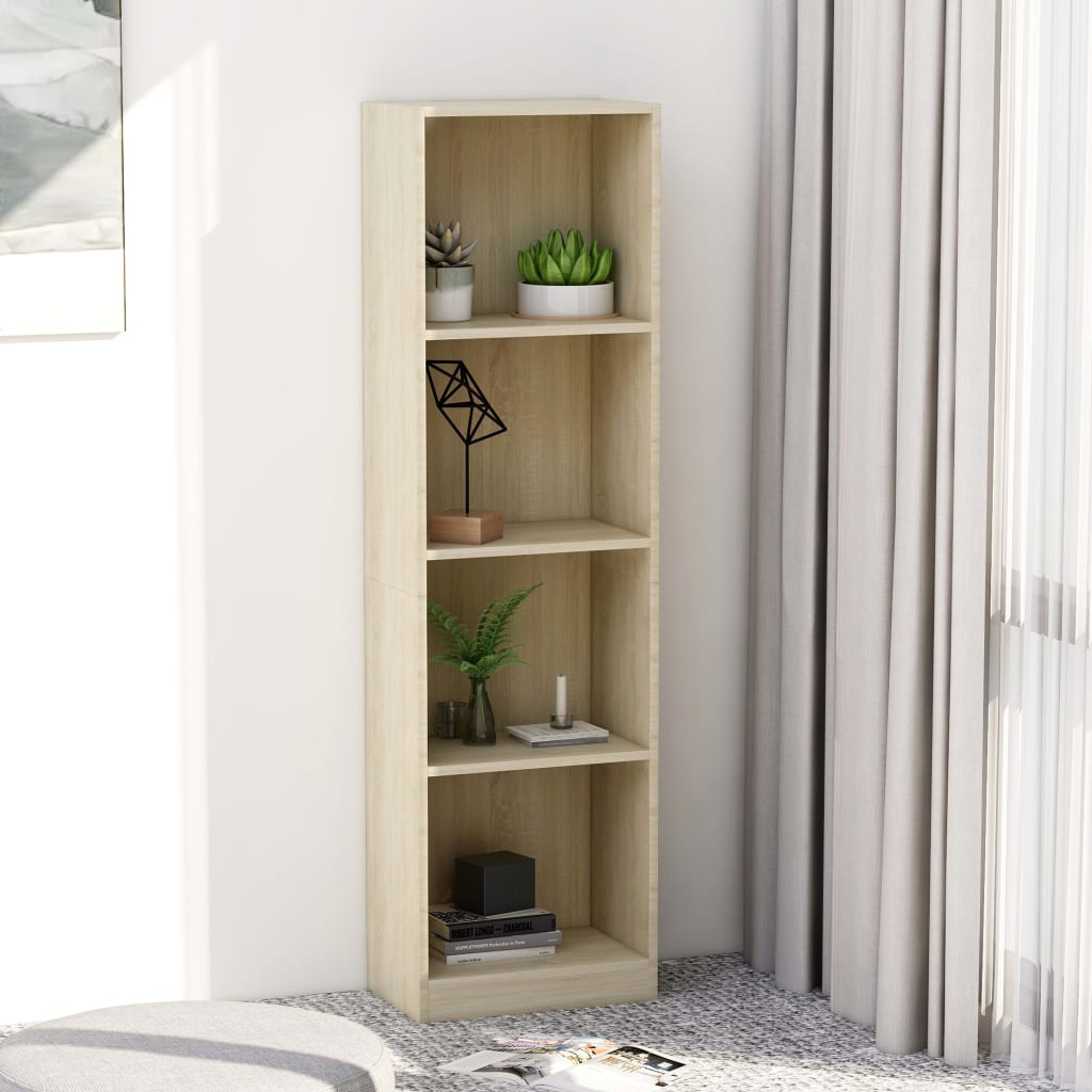 Libreria 4 Ripiani Rovere Sonoma 40x24x142 Cm Legno Multistrato