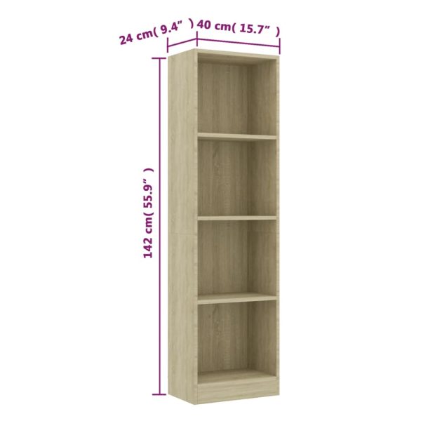 Libreria 4 Ripiani Rovere Sonoma 40x24x142 Cm Legno Multistrato - Image 6