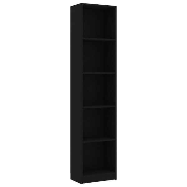 Libreria A 5 Ripiani Nera 40x24x175 Cm In Legno Multistrato - Image 2