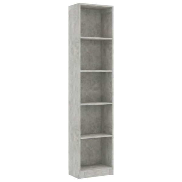Libreria 5 Ripiani Grigio Cemento 40x24x175cm Legno Multistrato - Image 2