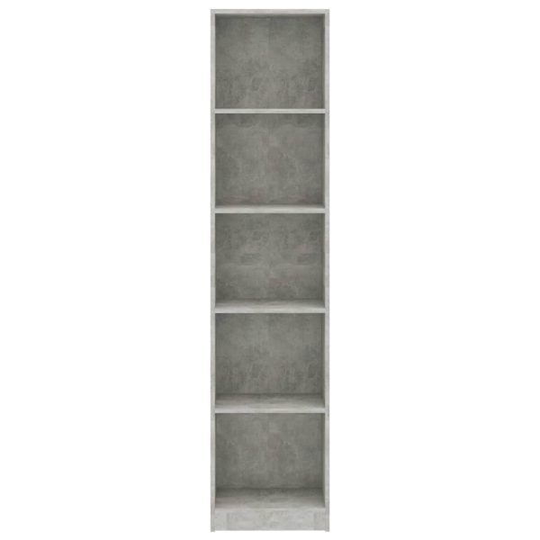 Libreria 5 Ripiani Grigio Cemento 40x24x175cm Legno Multistrato - Image 4