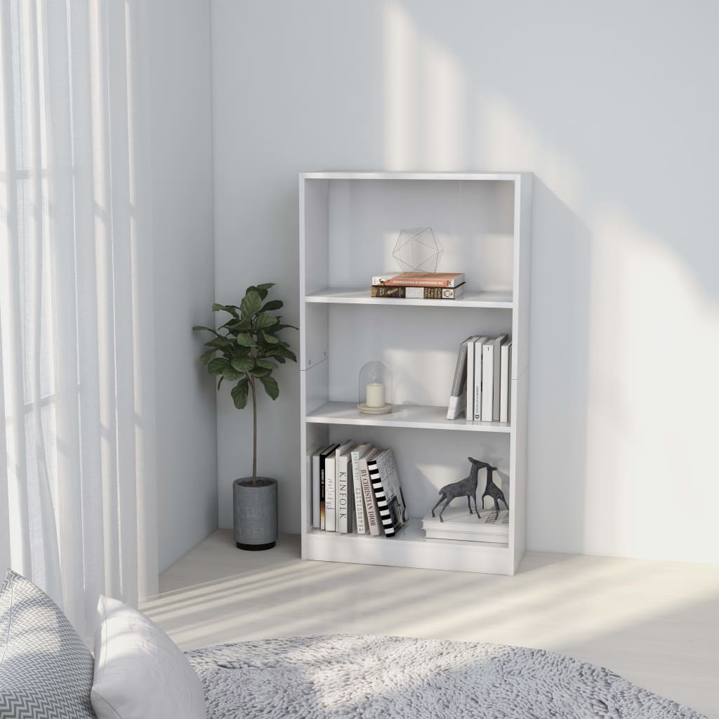 Libreria A 3 Ripiani Bianca 60x24x109 Cm In Legno Multistrato