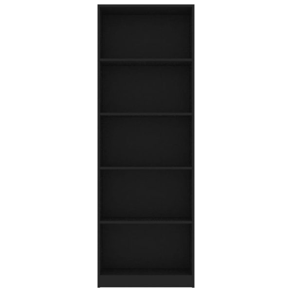 Libreria A 5 Ripiani Nera 60x24x175 Cm In Legno Multistrato - Image 4