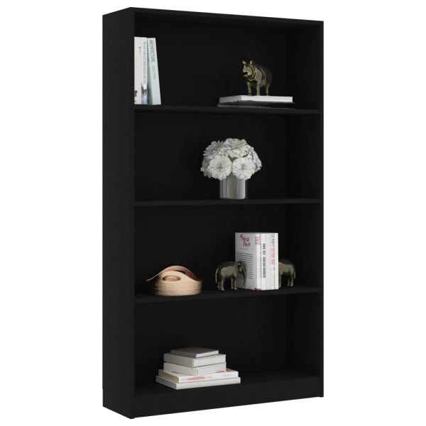 Libreria A 4 Ripiani Nera 80x24x142 Cm In Legno Multistrato - Image 3