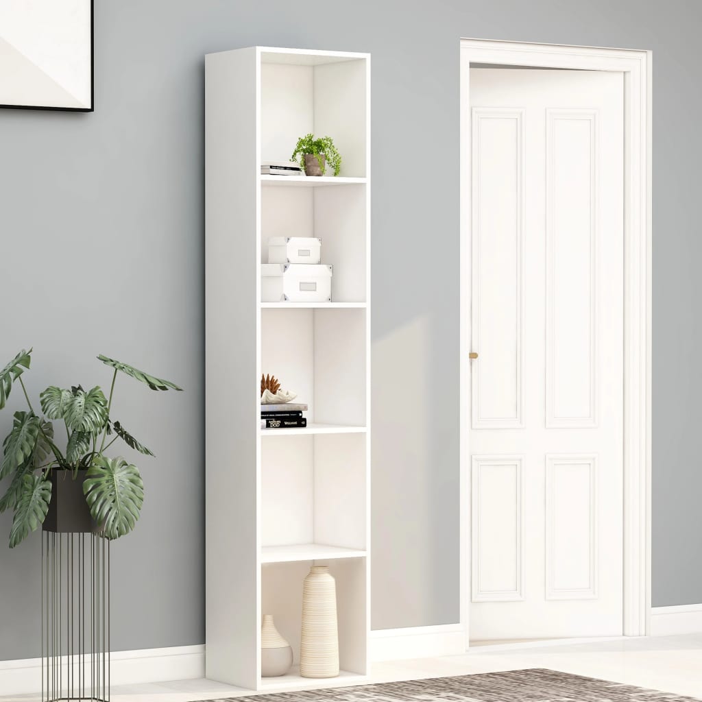 Libreria Bianca 40x30x189 Cm In Legno Multistrato