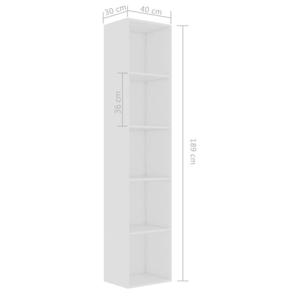 Libreria Bianca 40x30x189 Cm In Legno Multistrato - Image 6