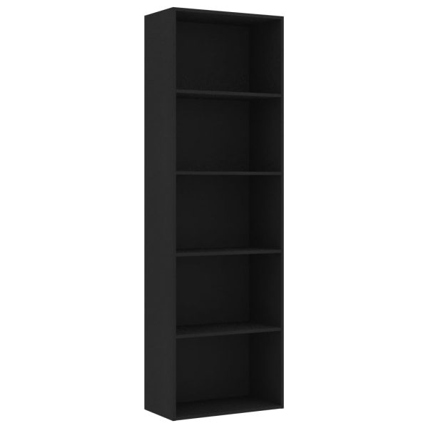 Libreria A 5 Ripiani Nera 60x30x189 Cm In Legno Multistrato - Image 2