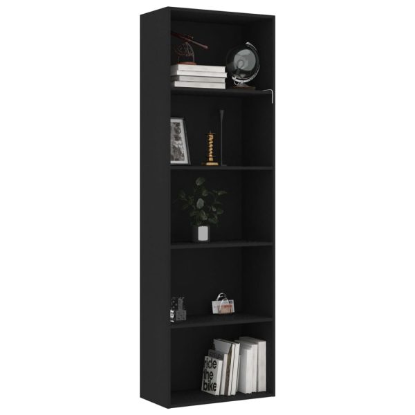 Libreria A 5 Ripiani Nera 60x30x189 Cm In Legno Multistrato - Image 3