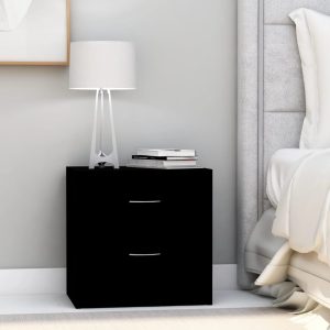 Comodino Nero 40x30x40 Cm In Legno Multistrato