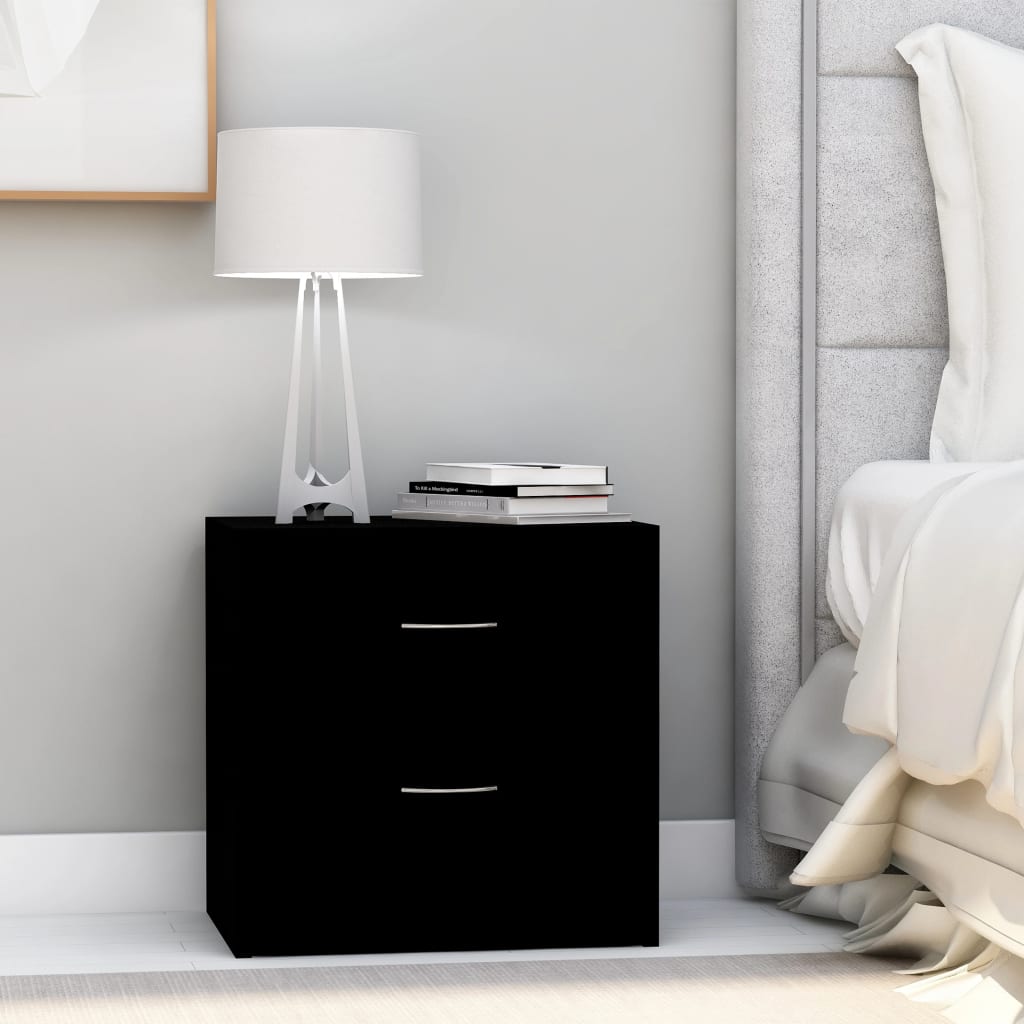 Comodino Nero 40x30x40 Cm In Legno Multistrato