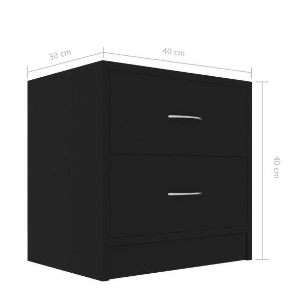Comodino Nero 40x30x40 Cm In Legno Multistrato - Image 6