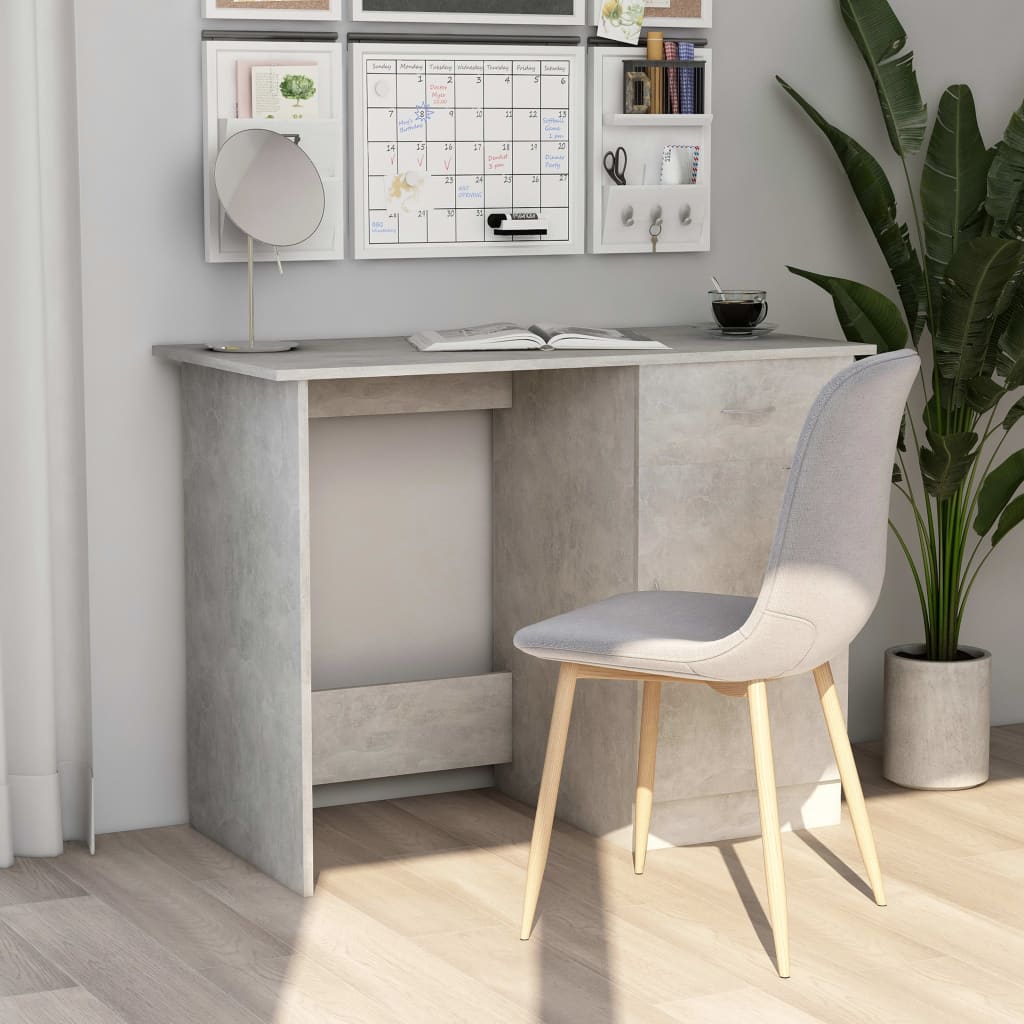 Scrivania Grigio Cemento 100x50x76 Cm In Legno Multistrato