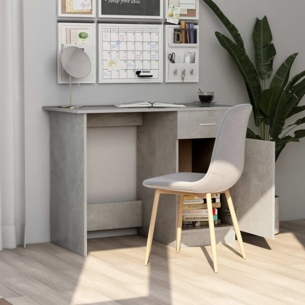 Scrivania Grigio Cemento 100x50x76 Cm In Legno Multistrato - Image 4