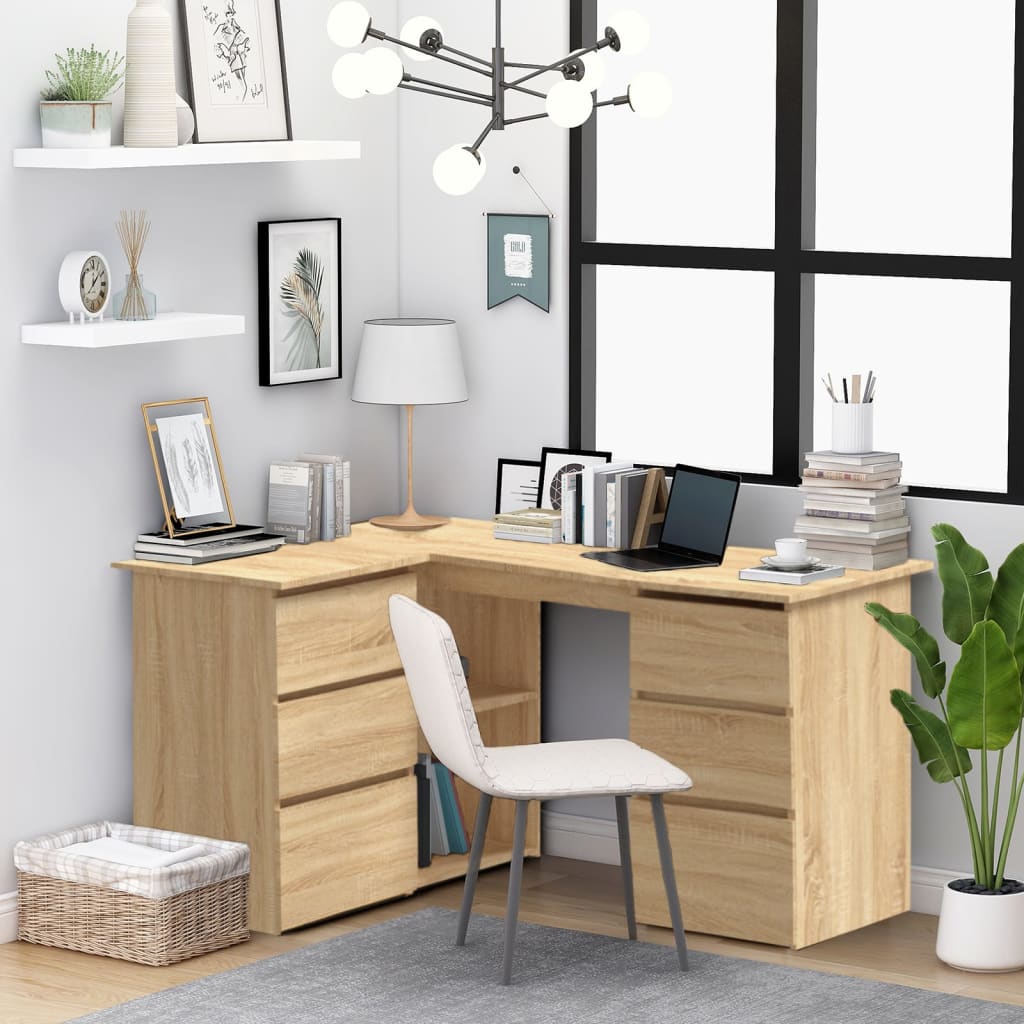 Scrivania Angolo Rovere Sonoma 145x100x76 Cm Legno Multistrato