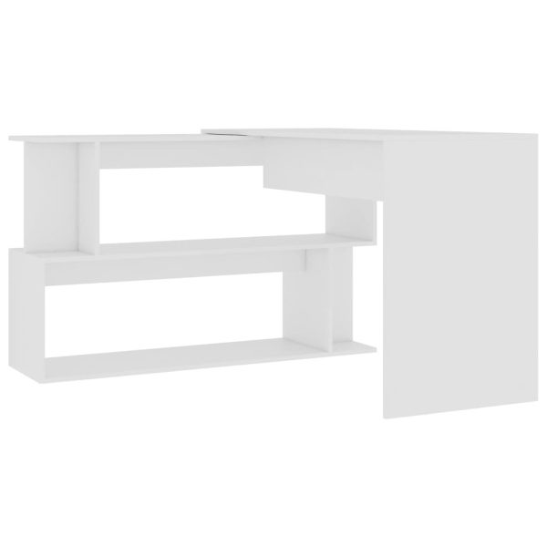 Scrivania Ad Angolo Bianca 200x50x76 Cm In Legno Multistrato - Image 4