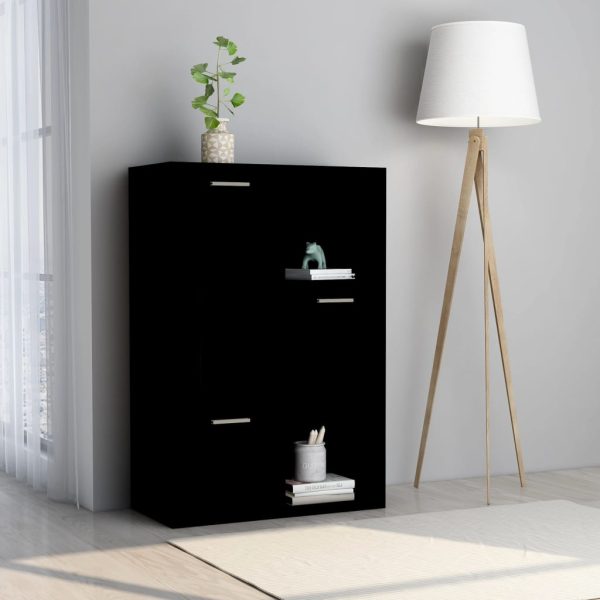 Armadietto Nero 60x29,5x90 Cm In Legno Multistrato