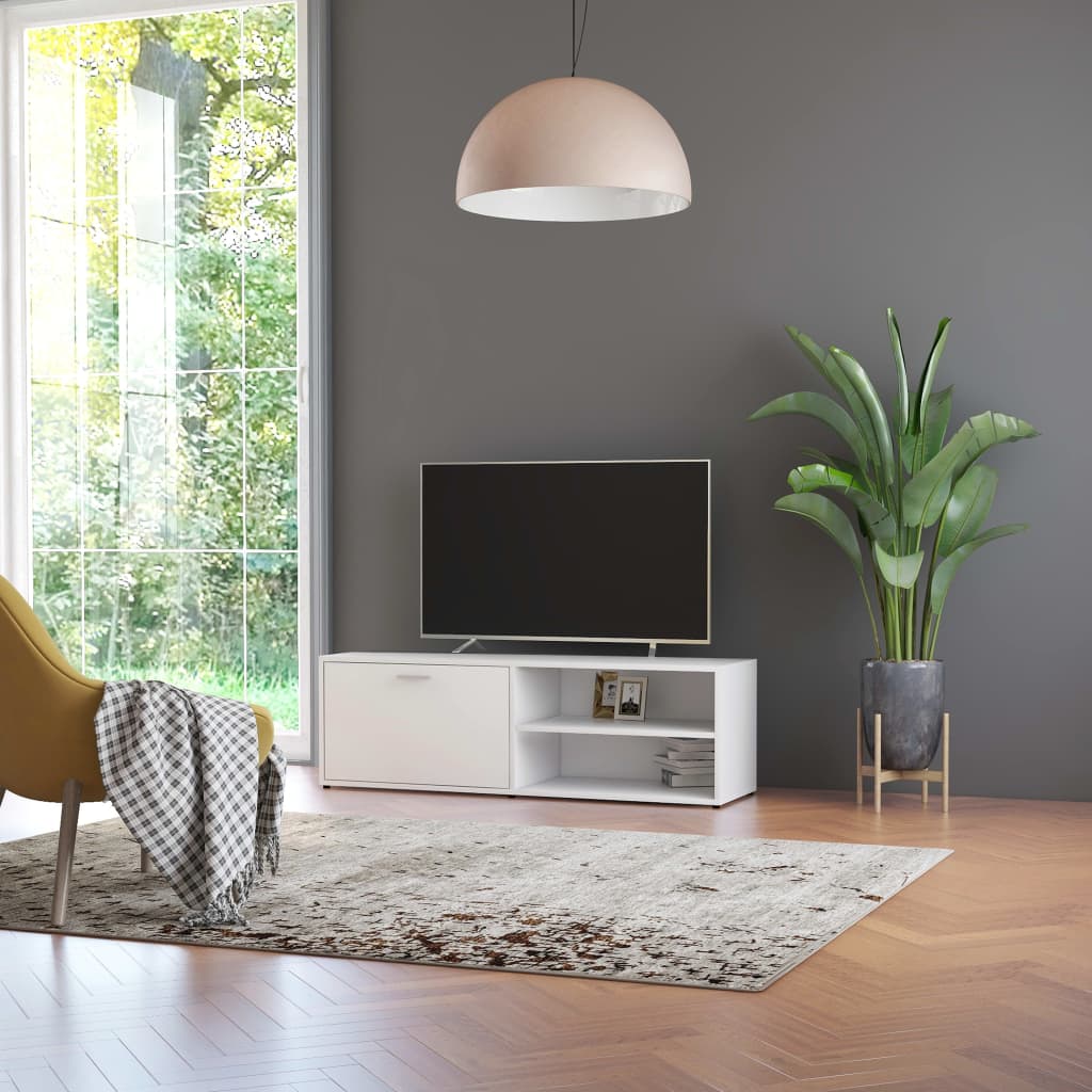 Mobile Porta Tv Bianco 120x34x37 Cm In Legno Multistrato