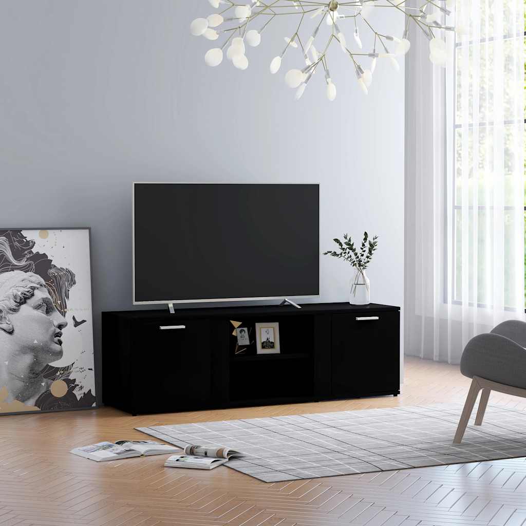 Mobile Porta Tv Nero 120x34x37 Cm In Legno Multistrato