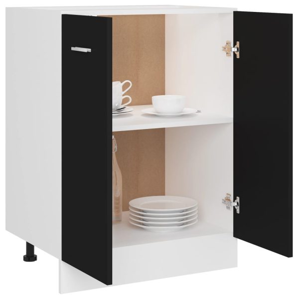 Armadio Inferiore Nero 60x46x81,5 Cm In Legno Multistrato - Image 4