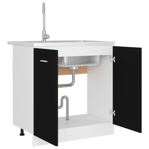 Mobile Sottolavello Nero 80x46x81,5 Cm Legno Multistrato - Image 4
