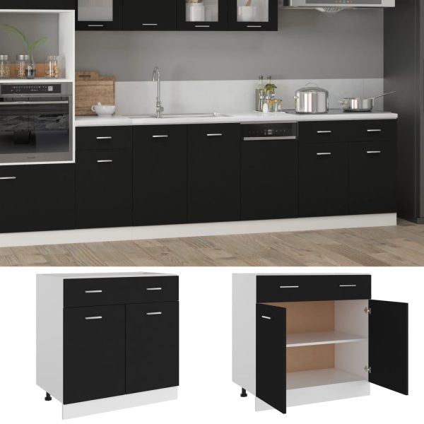 Mobile Inferiore Cassetto Nero 80x46x81,5 Cm Legno Multistrato - Image 2