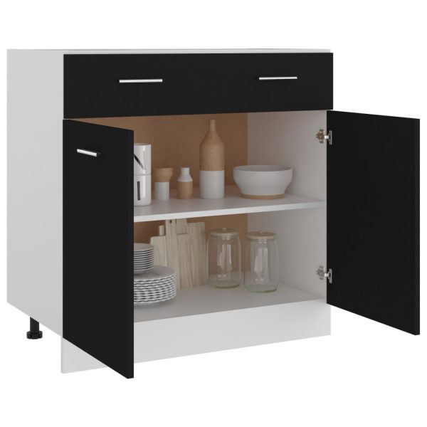 Mobile Inferiore Cassetto Nero 80x46x81,5 Cm Legno Multistrato - Image 4