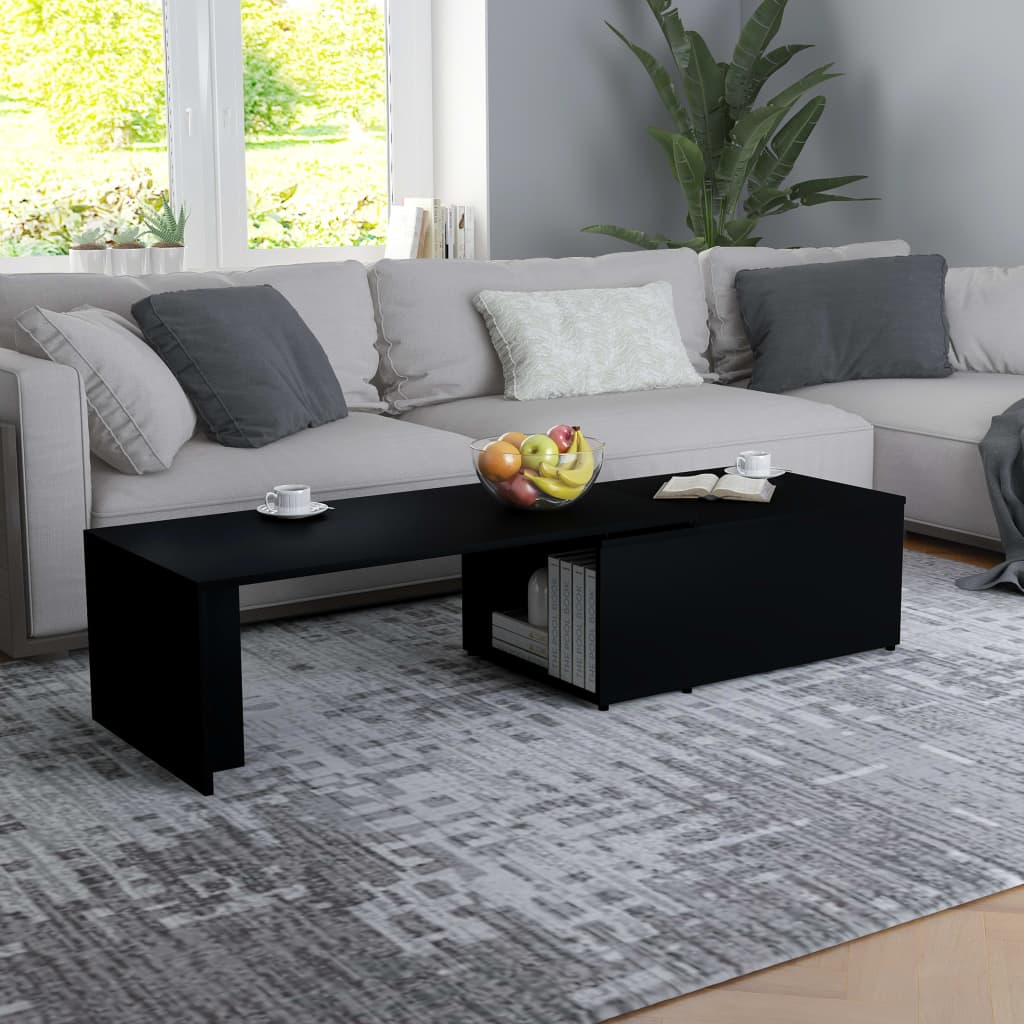 Tavolino Da Salotto Nero 150x50x35 Cm In Legno Multistrato