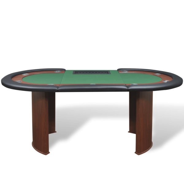 Tavolo Poker 10 Giocatori Postazione Dealer Vassoio Chip Verde - Image 3