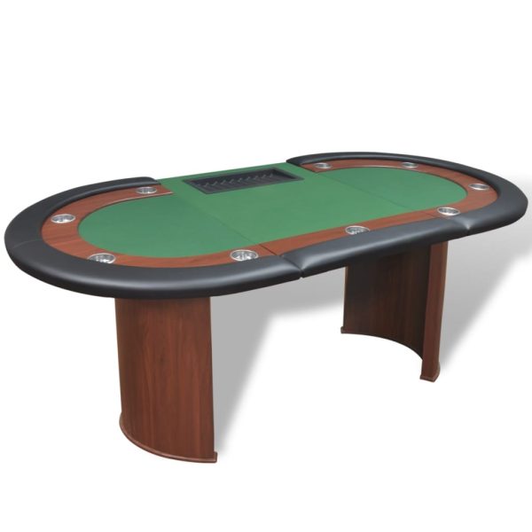 Tavolo Poker 10 Giocatori Postazione Dealer Vassoio Chip Verde - Image 4