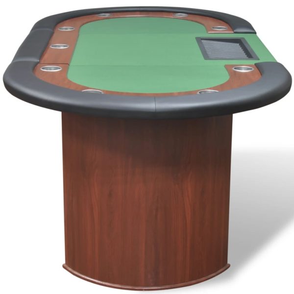 Tavolo Poker 10 Giocatori Postazione Dealer Vassoio Chip Verde - Image 5