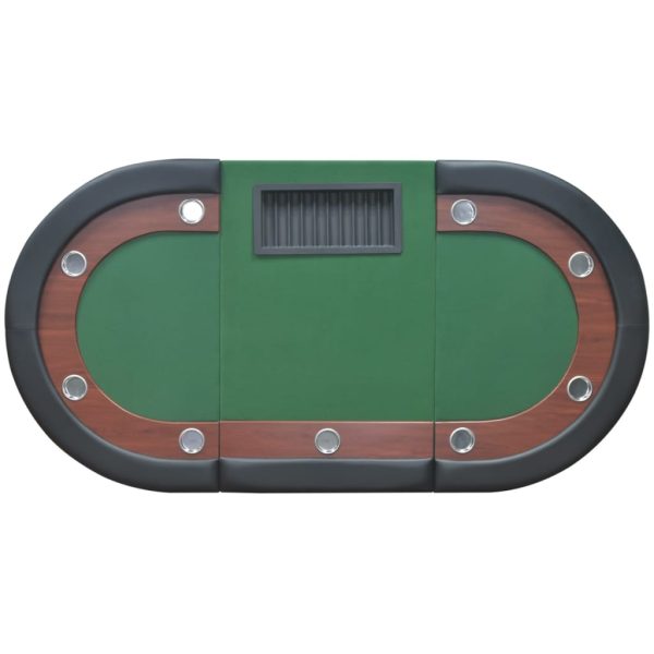 Tavolo Poker 10 Giocatori Postazione Dealer Vassoio Chip Verde - Image 6