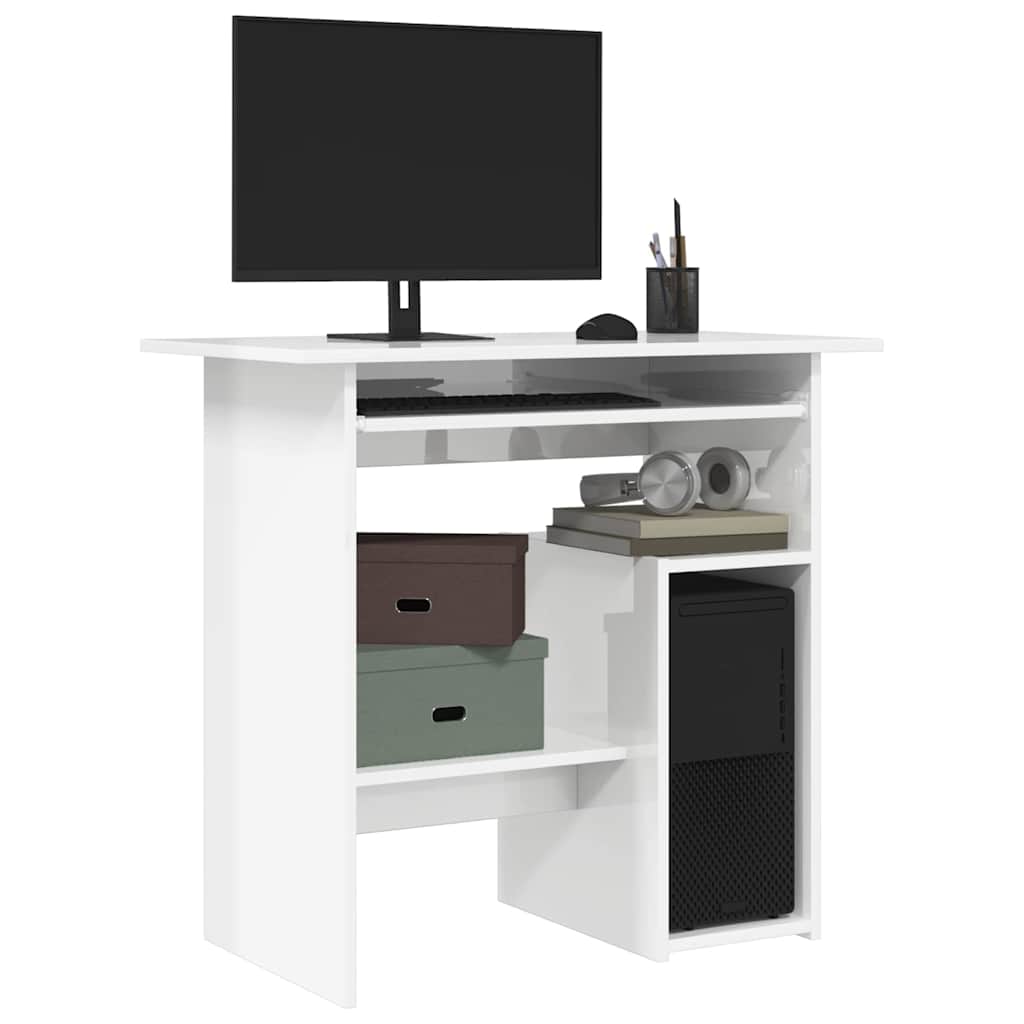 Scrivania Bianco Lucido 80x45x74 Cm In Legno Multistrato