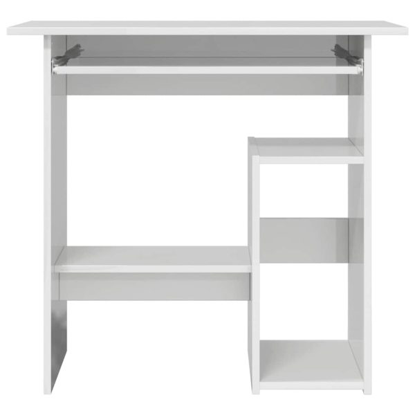 Scrivania Bianco Lucido 80x45x74 Cm In Legno Multistrato - Image 4