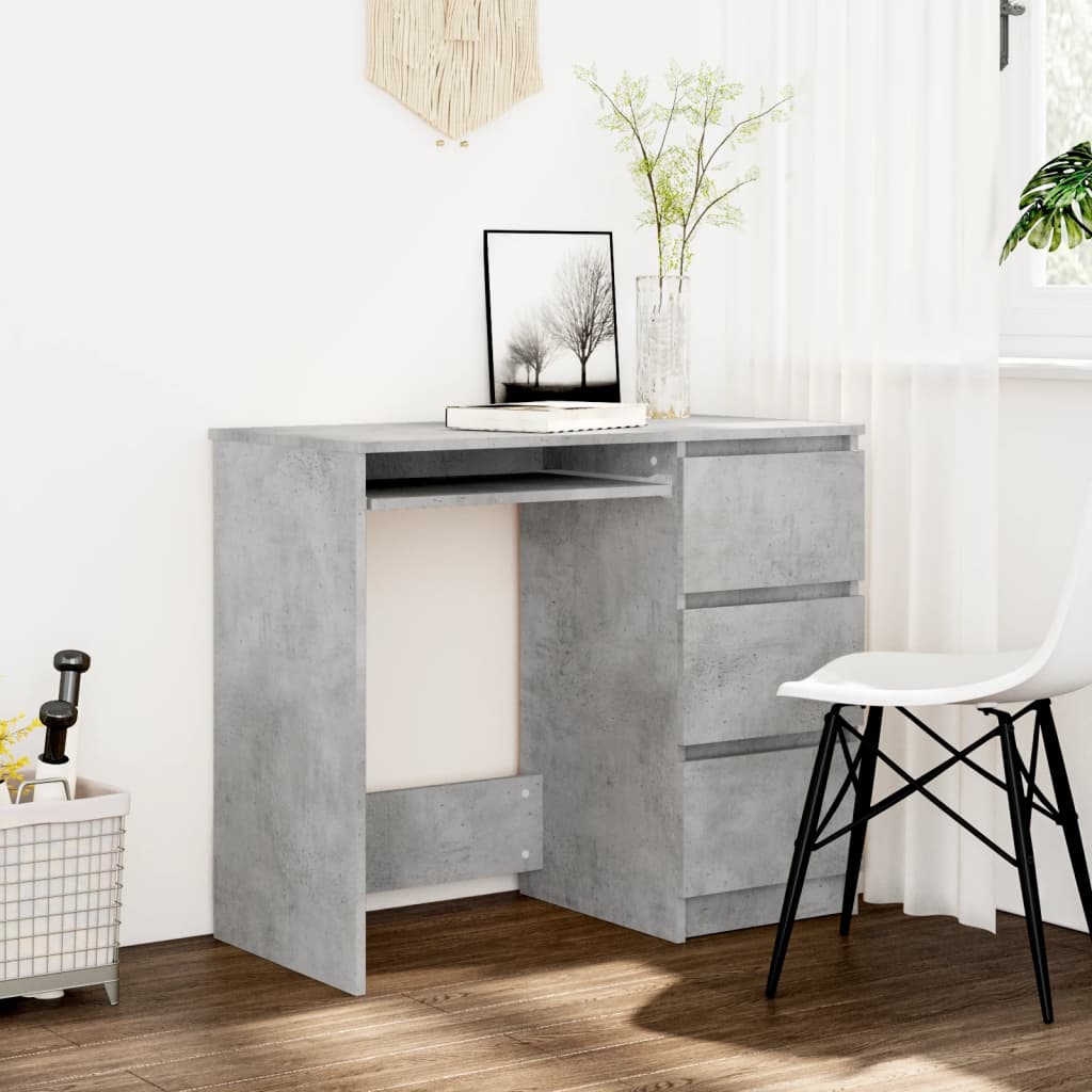 Scrivania Grigio Cemento 90x45x76 Cm In Legno Multistrato