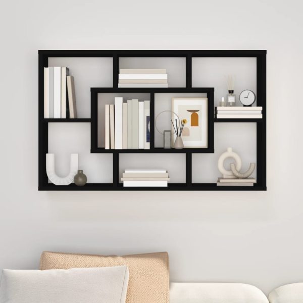 Scaffale A Parete Nero 85x16x52,5 Cm In Legno Multistrato - Image 3