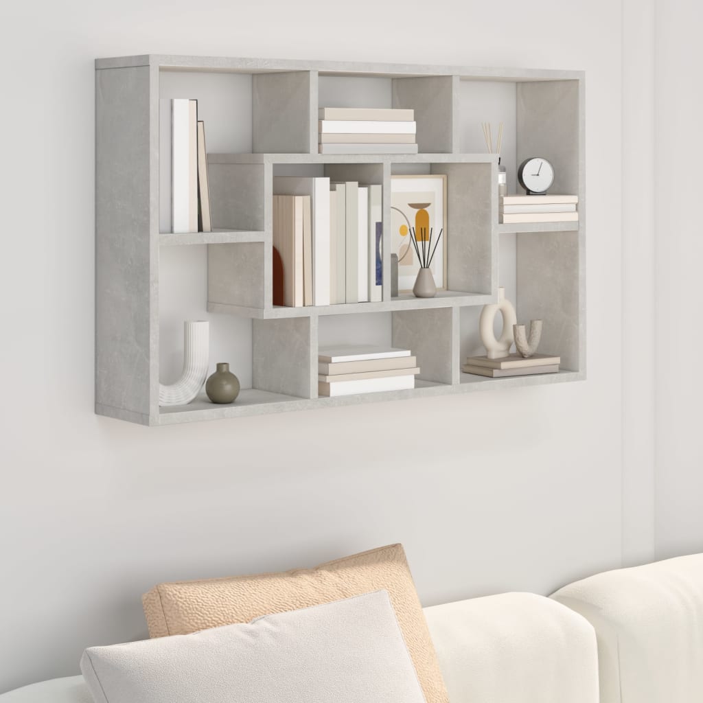 Mensola A Muro Grigio Cemento 85x16x52,5cm In Legno Multistrato