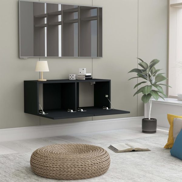 Mobile Porta Tv Nero 80x30x30 Cm In Legno Multistrato - Image 3