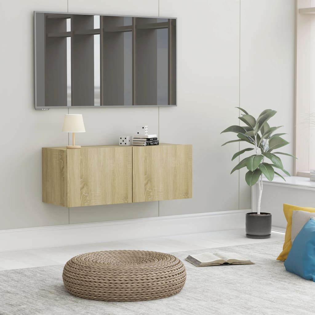 Mobile Porta Tv Rovere Sonoma 80x30x30 Cm In Legno Multistrato