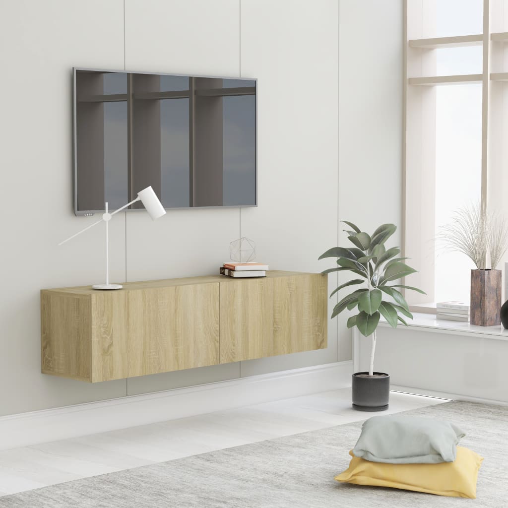 Mobile Porta Tv Rovere Sonoma 120x30x30 Cm In Legno Multistrato