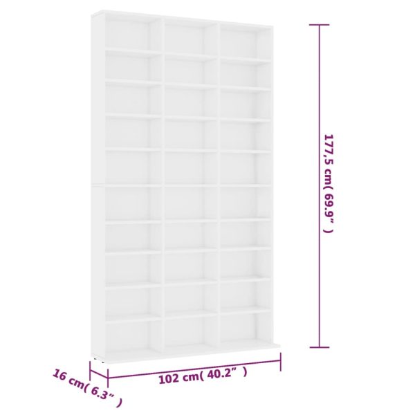 Armadietto Tv Bianco 102x16x177,5 Cm In Legno Multistrato - Image 6
