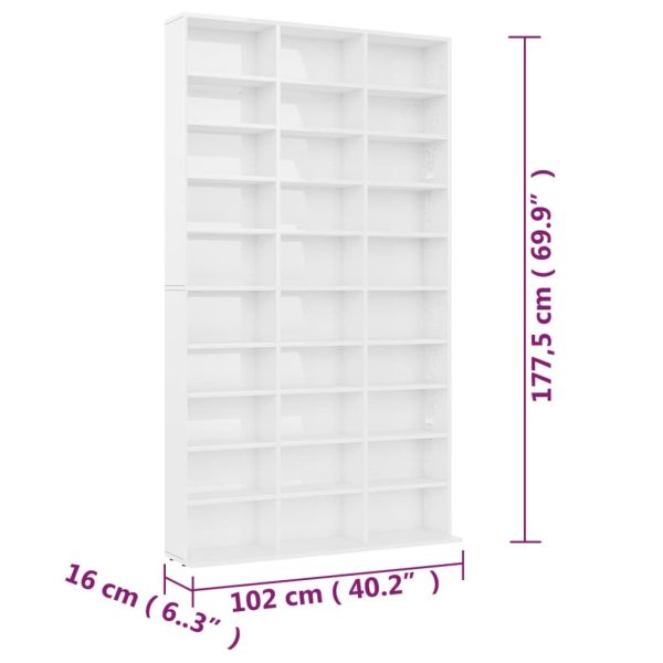 Mobile Porta Tv Bianco Lucido 102x16x177,5 Cm Legno Multistrato - Image 6