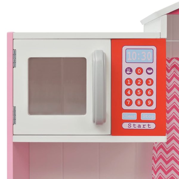 Cucina Giocattolo In Legno 82x30x100 Cm Rosa E Bianca - Image 5