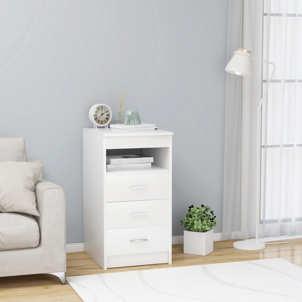 Cassettiera Bianca 40x50x76 Cm In Legno Multistrato