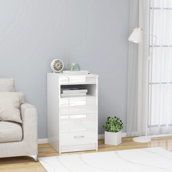 Cassettiera Bianco Lucido 40x50x76 Cm In Legno Multistrato