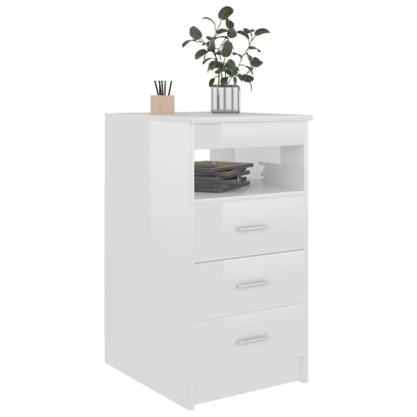 Cassettiera Bianco Lucido 40x50x76 Cm In Legno Multistrato - Image 3