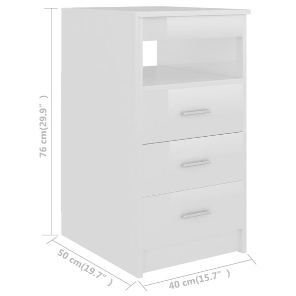 Cassettiera Bianco Lucido 40x50x76 Cm In Legno Multistrato - Image 6