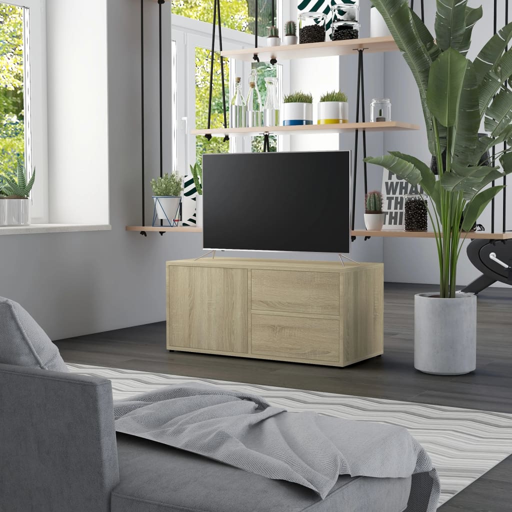 Mobile Porta Tv Rovere Sonoma 80x34x36 Cm Legno Multistrato
