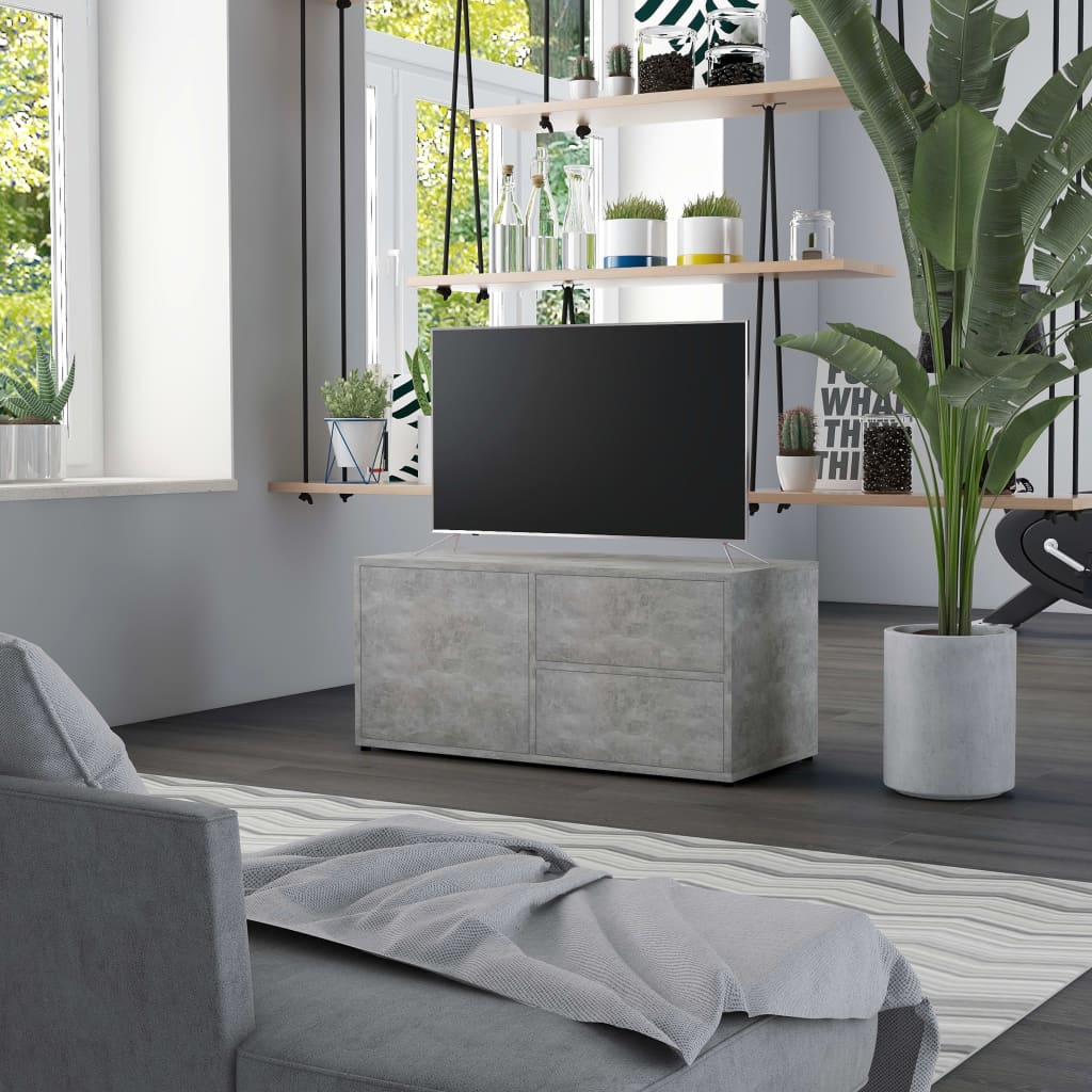 Mobile Porta Tv Grigio Cemento 80x34x36 Cm Legno Multistrato